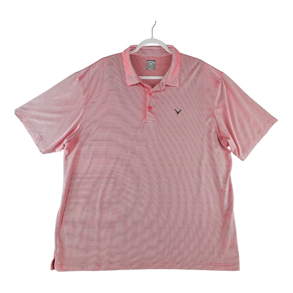 Callaway Opti-Dri Mens XXL Pink Micro Stripe Short‎ Sleeve Golf Polo Shirt